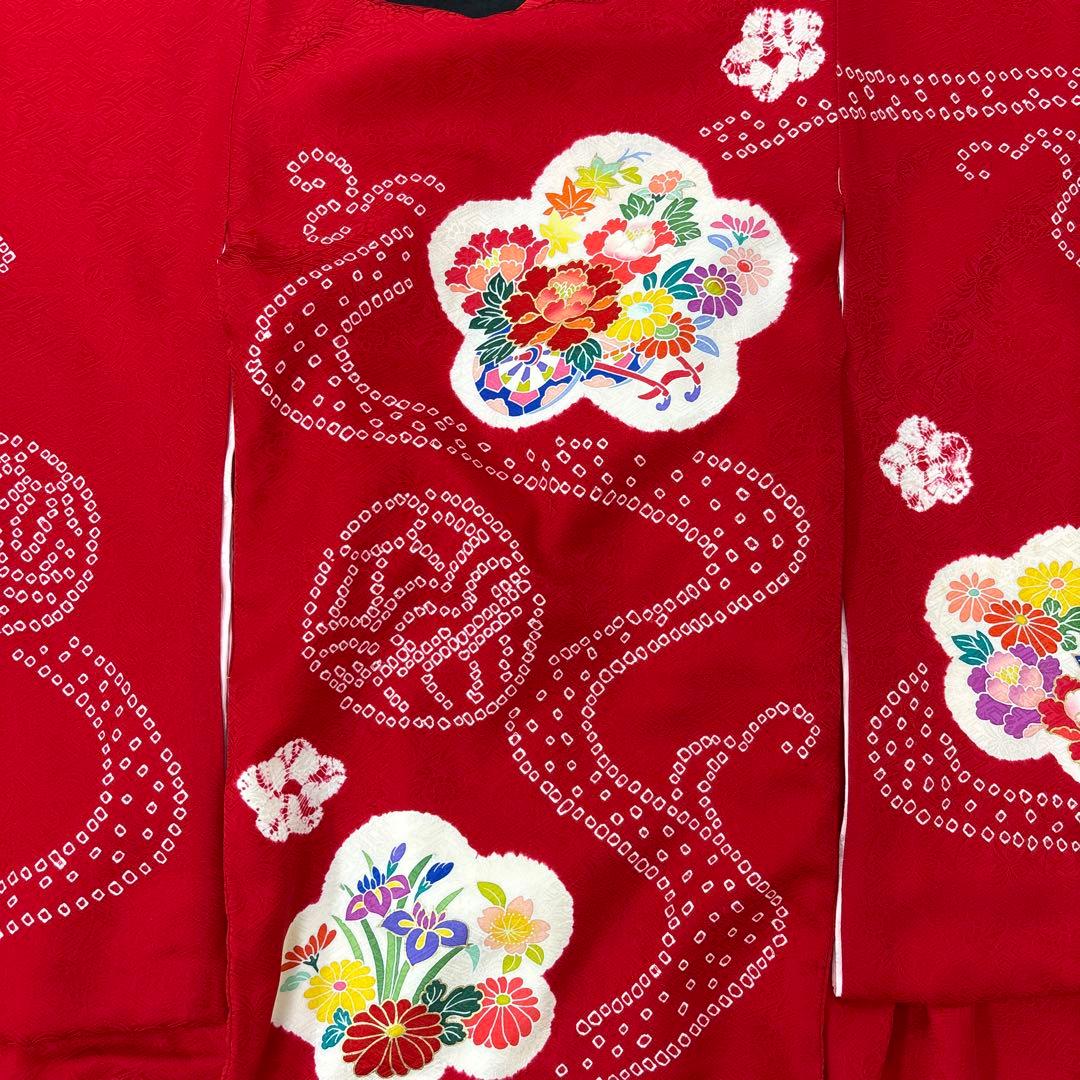 特選京友禅絞り染、手描美術、桶絞り工芸　新品正絹産着（お祝着）純古典四季花車文