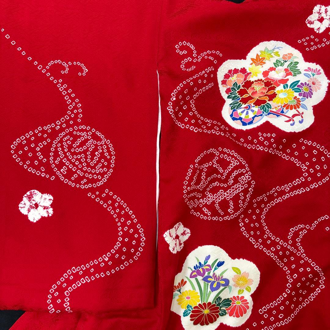 特選京友禅絞り染、手描美術、桶絞り工芸　新品正絹産着（お祝着）純古典四季花車文