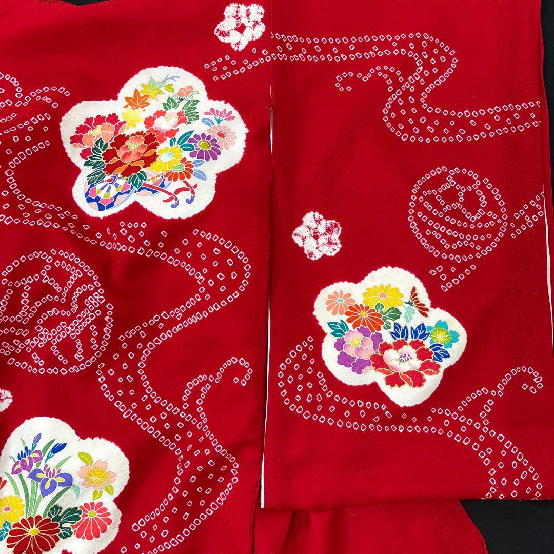 特選京友禅絞り染、手描美術、桶絞り工芸　新品正絹産着（お祝着）純古典四季花車文