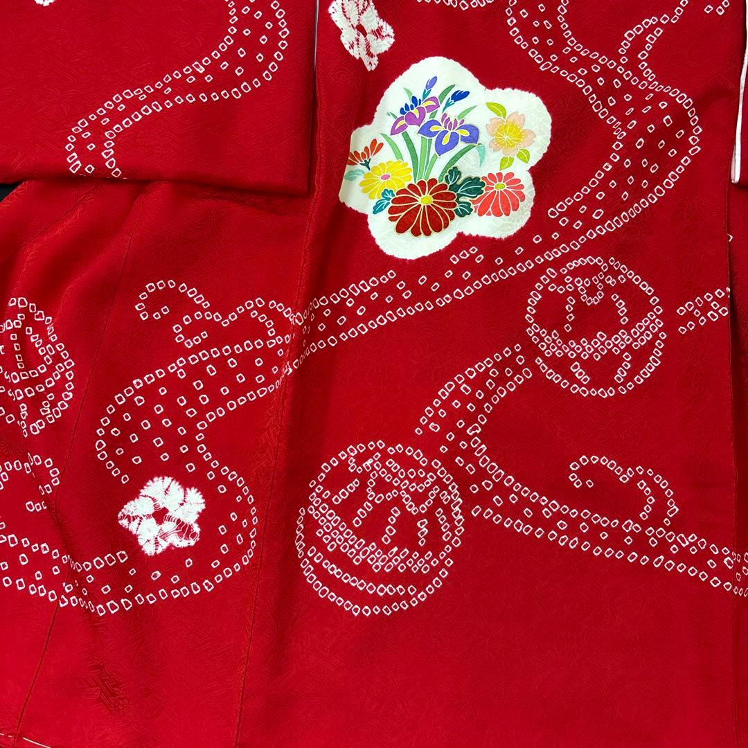 特選京友禅絞り染、手描美術、桶絞り工芸　新品正絹産着（お祝着）純古典四季花車文