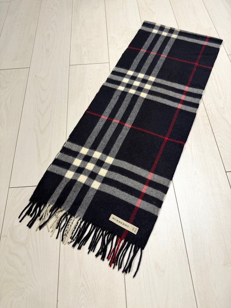 【美品】BURBERRY バーバリー ウールカシミア チェックマフラー