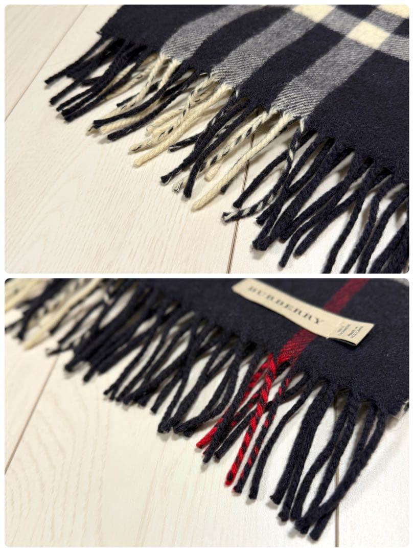 【美品】BURBERRY バーバリー ウールカシミア チェックマフラー