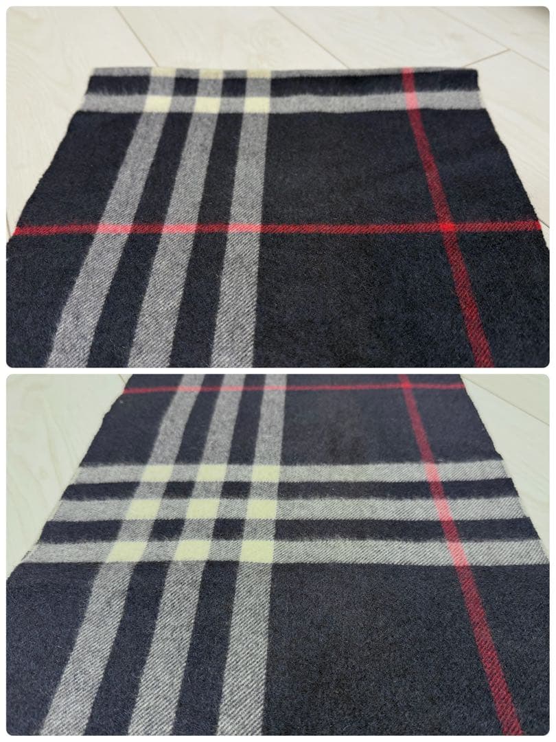 【美品】BURBERRY バーバリー ウールカシミア チェックマフラー