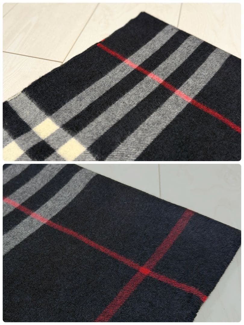 【美品】BURBERRY バーバリー ウールカシミア チェックマフラー