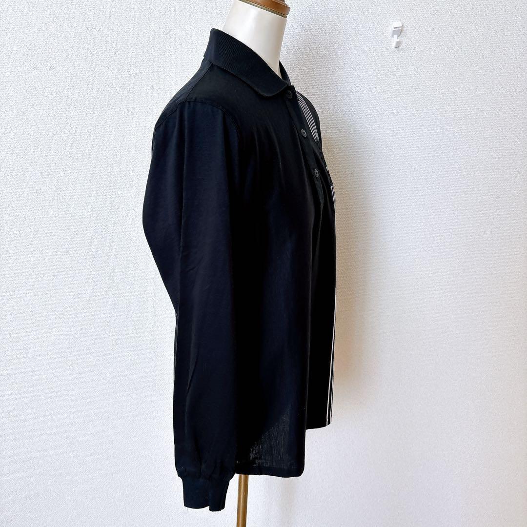 【美品】クリスチャンディオールスポーツ　長袖シャツ　綿100 % ロゴ刺繍　黒