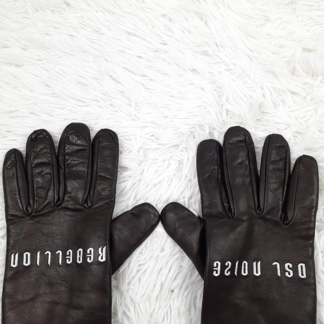 美品◎DIESEL ディーゼル 本革手袋 ブラック 刺繡 羊革 ラムレザー