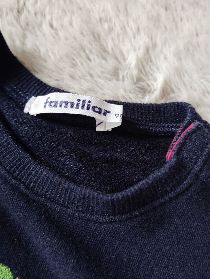【美品】familiar 90 ネイビー チェック ワンピース