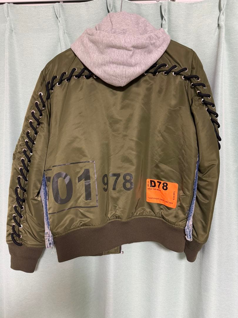 dieselデニム&オリーブ フード付きジャケット S