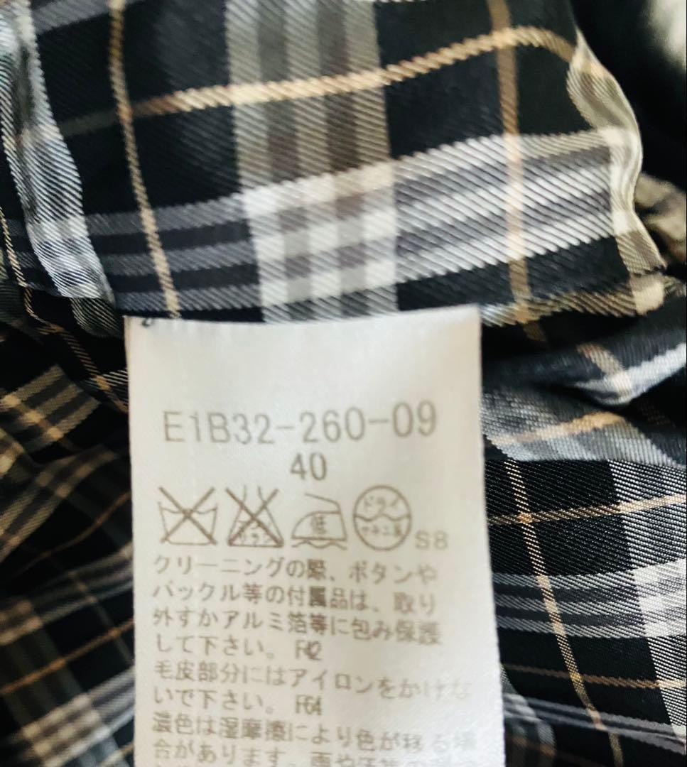 バーバリーブルーレーベルロングコート ノバチェック フォックスファー