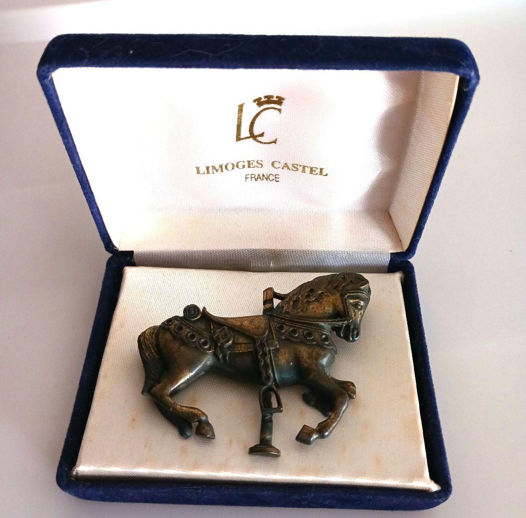 フランスヴィンテージ Limoges Castel 馬型ブローチ