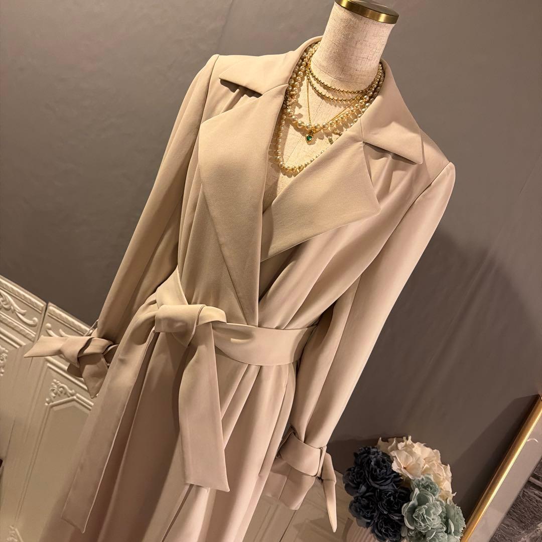 【8万円】FIGARO paris タイデザイン　ロングトレンチコート