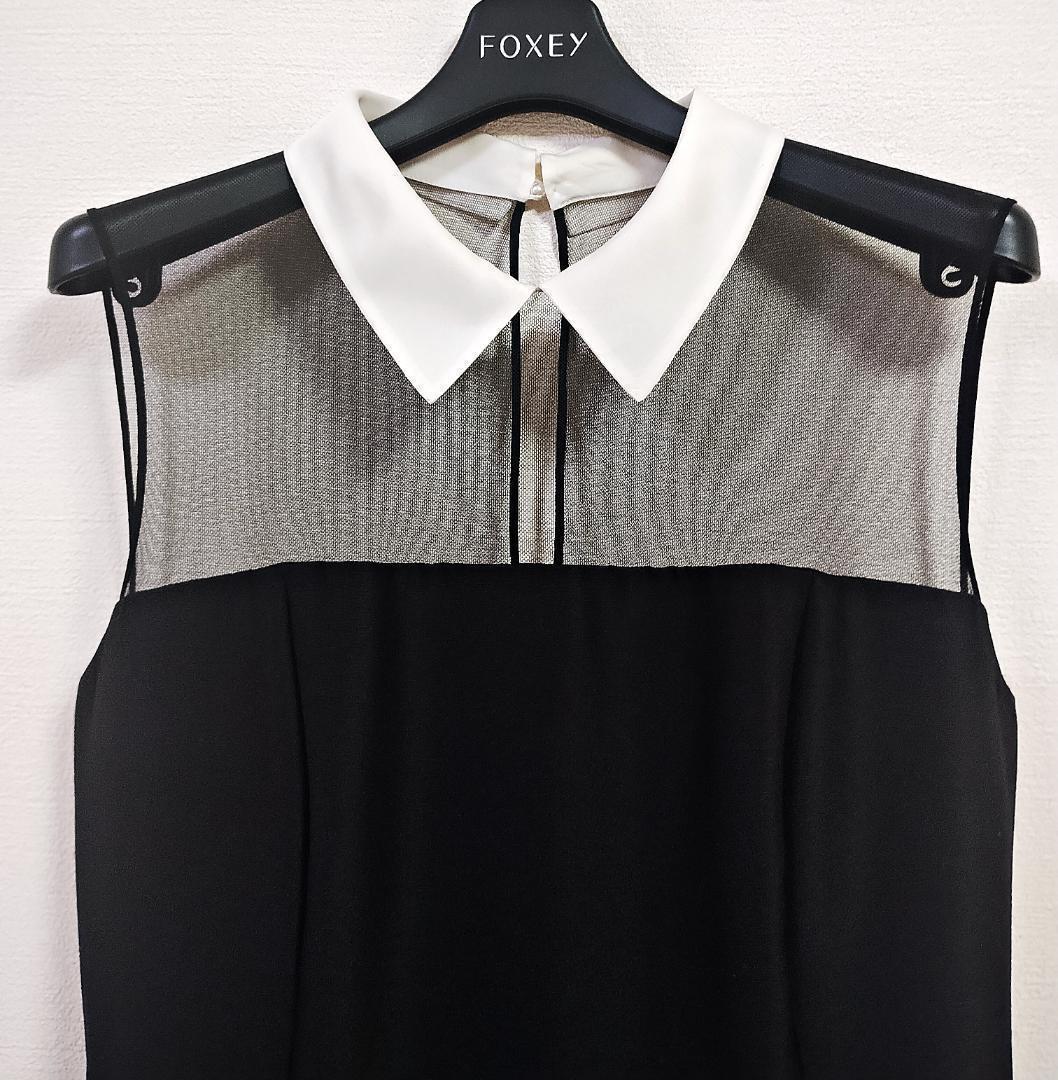 美品 定価約19万円 FOXEY フォクシーブティック シースルーワンピ 40