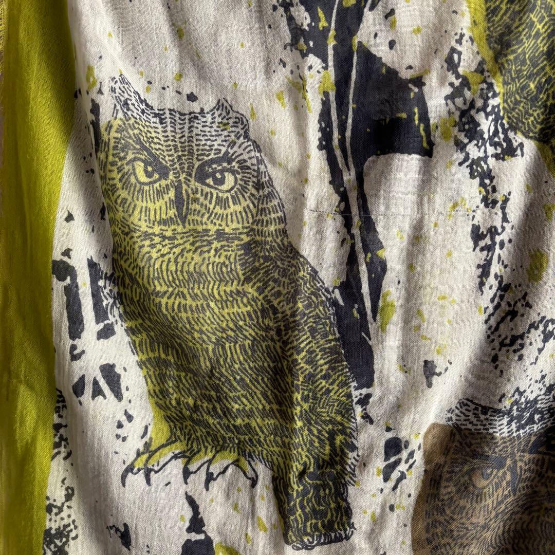 フィルダレニエ フクロウ柄のストール マフラー アッシュペーフランス 総柄