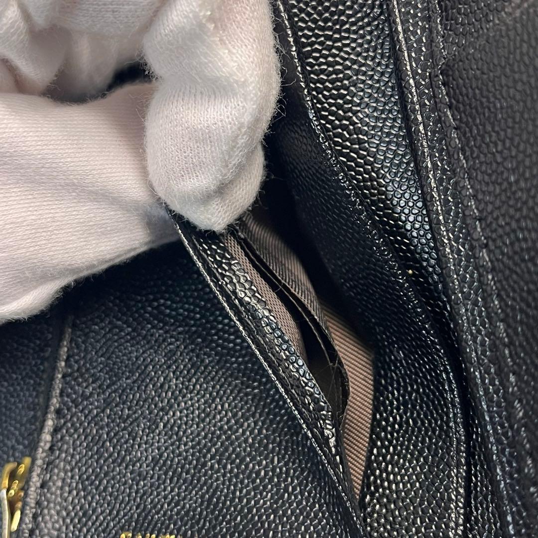 美品✨YSL サンローラン　カサンドラ　三つ折り財布　ブラック　レザー
