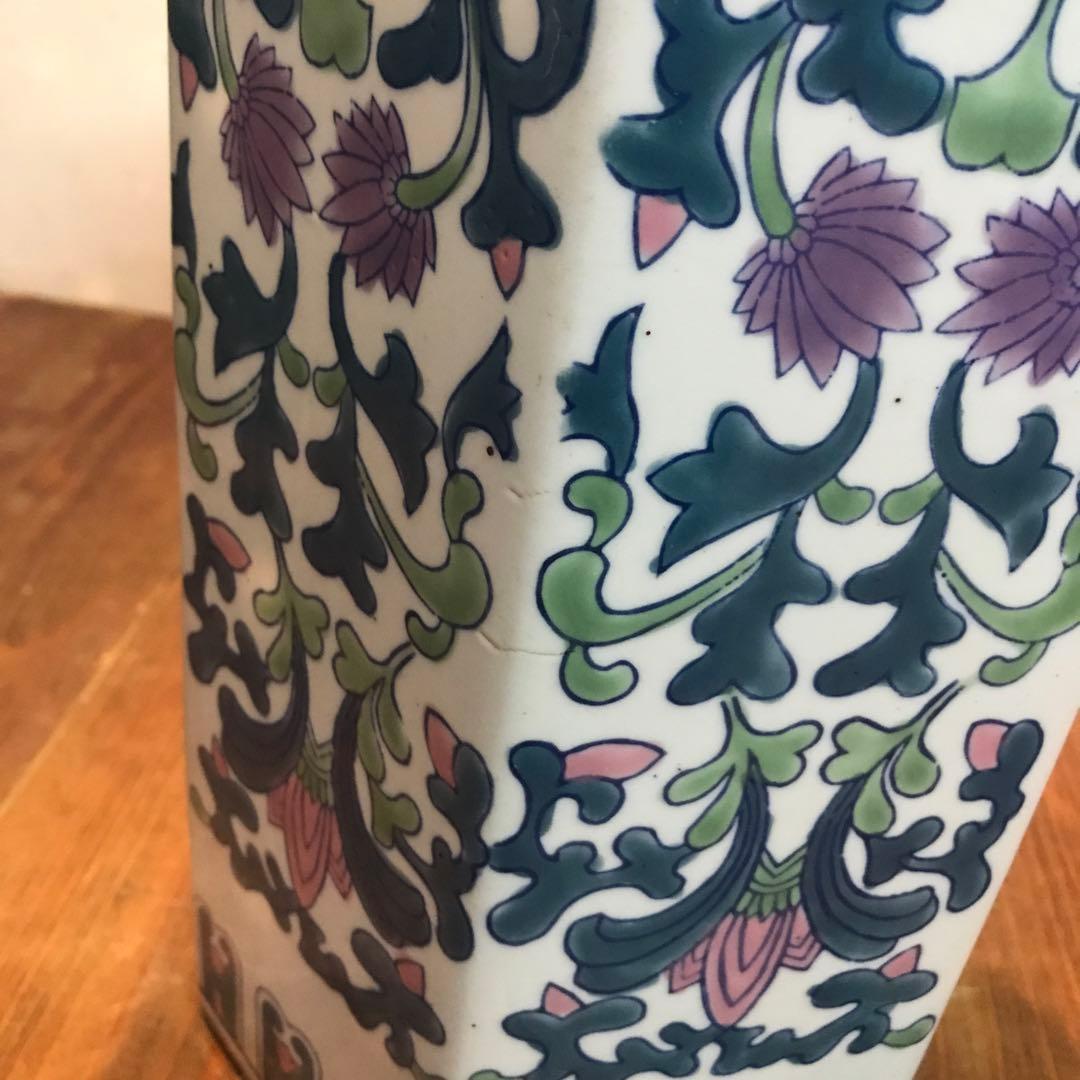 美品　陶器　傘立て　花柄　落ち着いた色合いと模様が素敵な　玄関先が華やかに