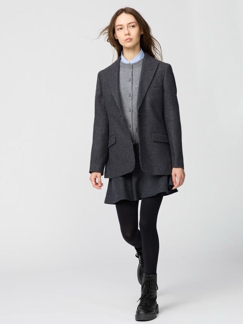 UNIQLO C テーラードジャケット チェック　グレー　新品未使用