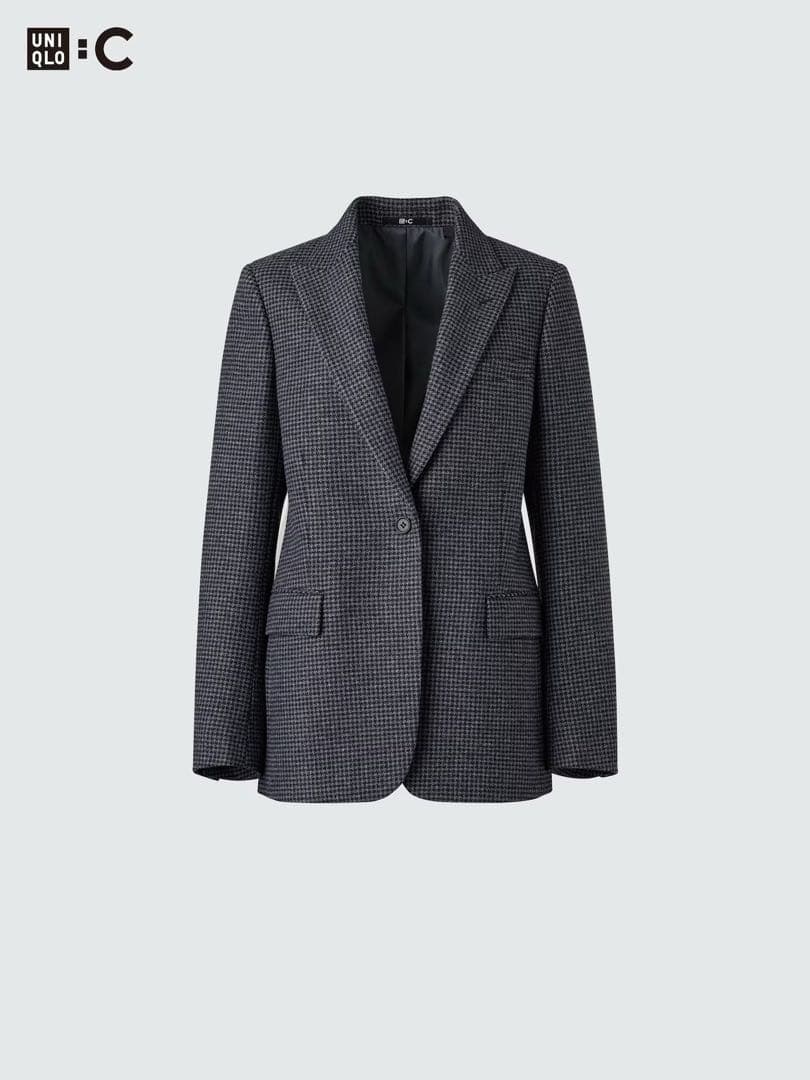 UNIQLO C テーラードジャケット チェック　グレー　新品未使用