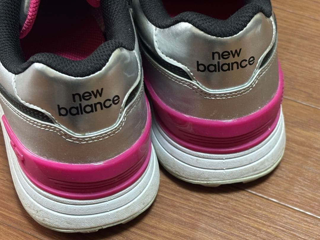 超美品！New Balance 574 ゴルフシューズ シルバー/ピンク23.5
