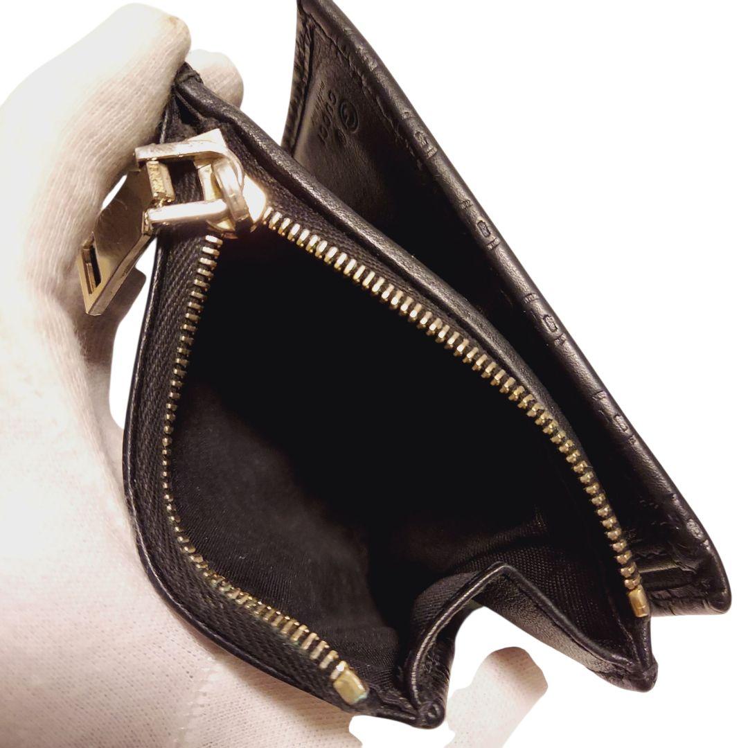 【GUCCI】2つ折り財布 黒 マイクロ レザー 型押し
