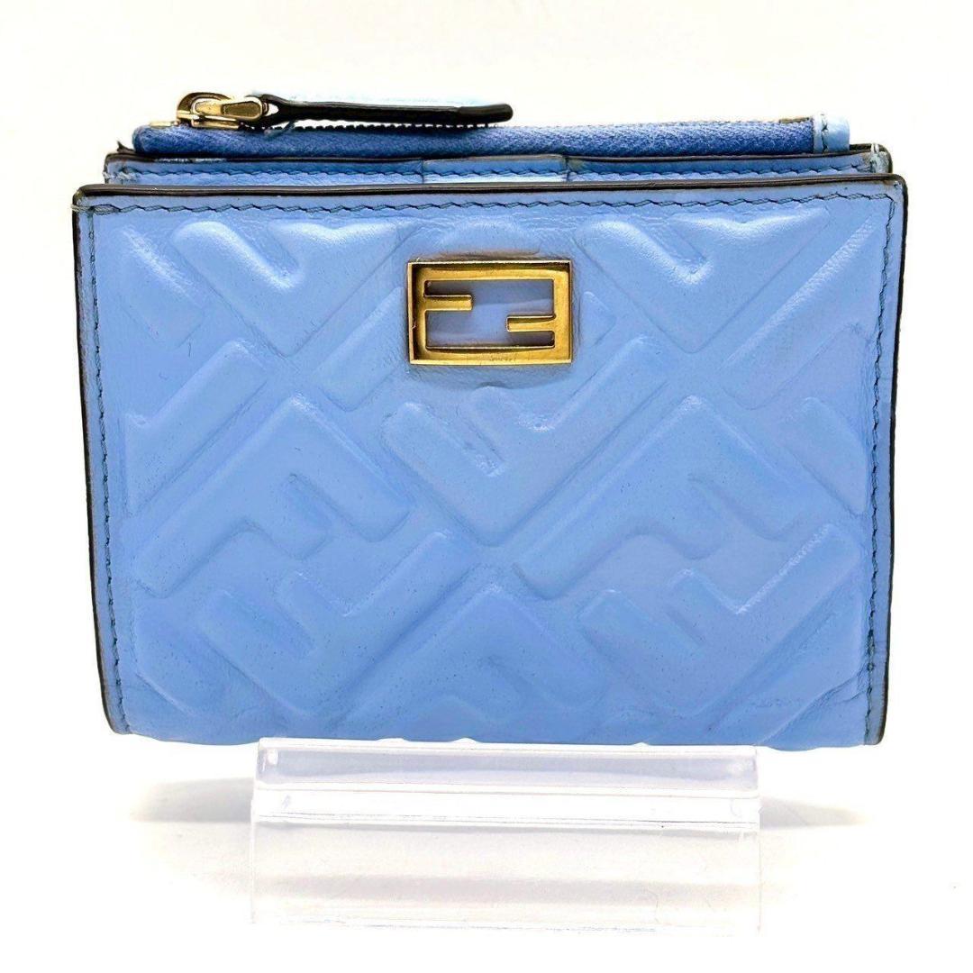 ア*ー様 FENDI　二つ折り財布 バゲット FF総柄 エンボスレザー 箱付き