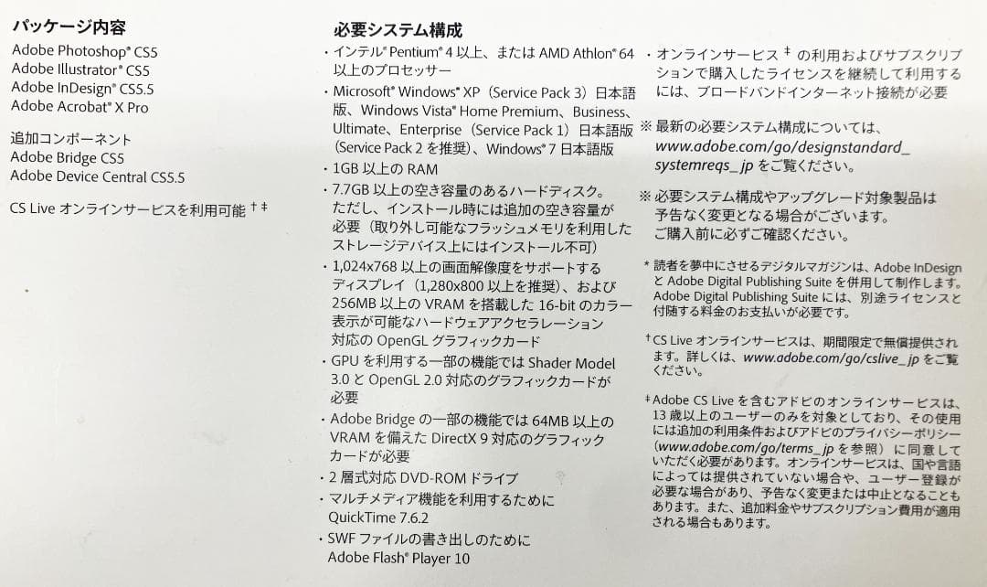 Adobe CS5.5 Design Standard DVD シリアル mac