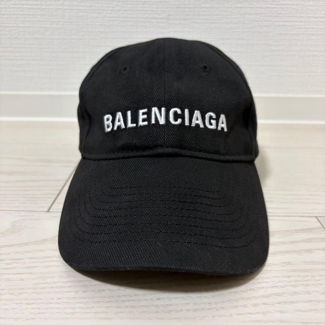 ✨美品✨BALENCIAGA　キャップ　L58 　新ロゴ　マジックテープ　黒