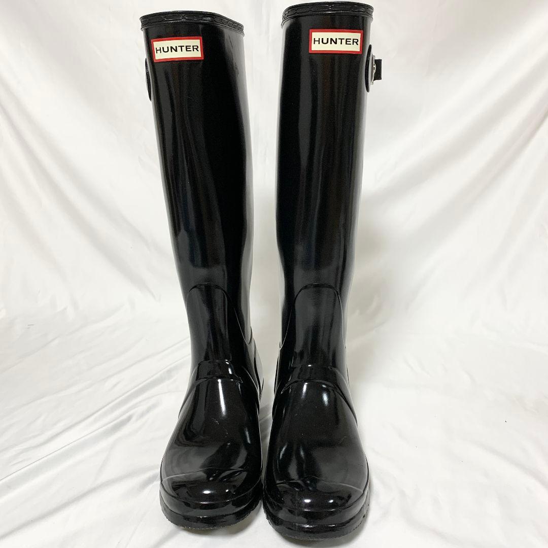 【良品】HUNTER　ブラック 長靴　レインブーツ　25cm