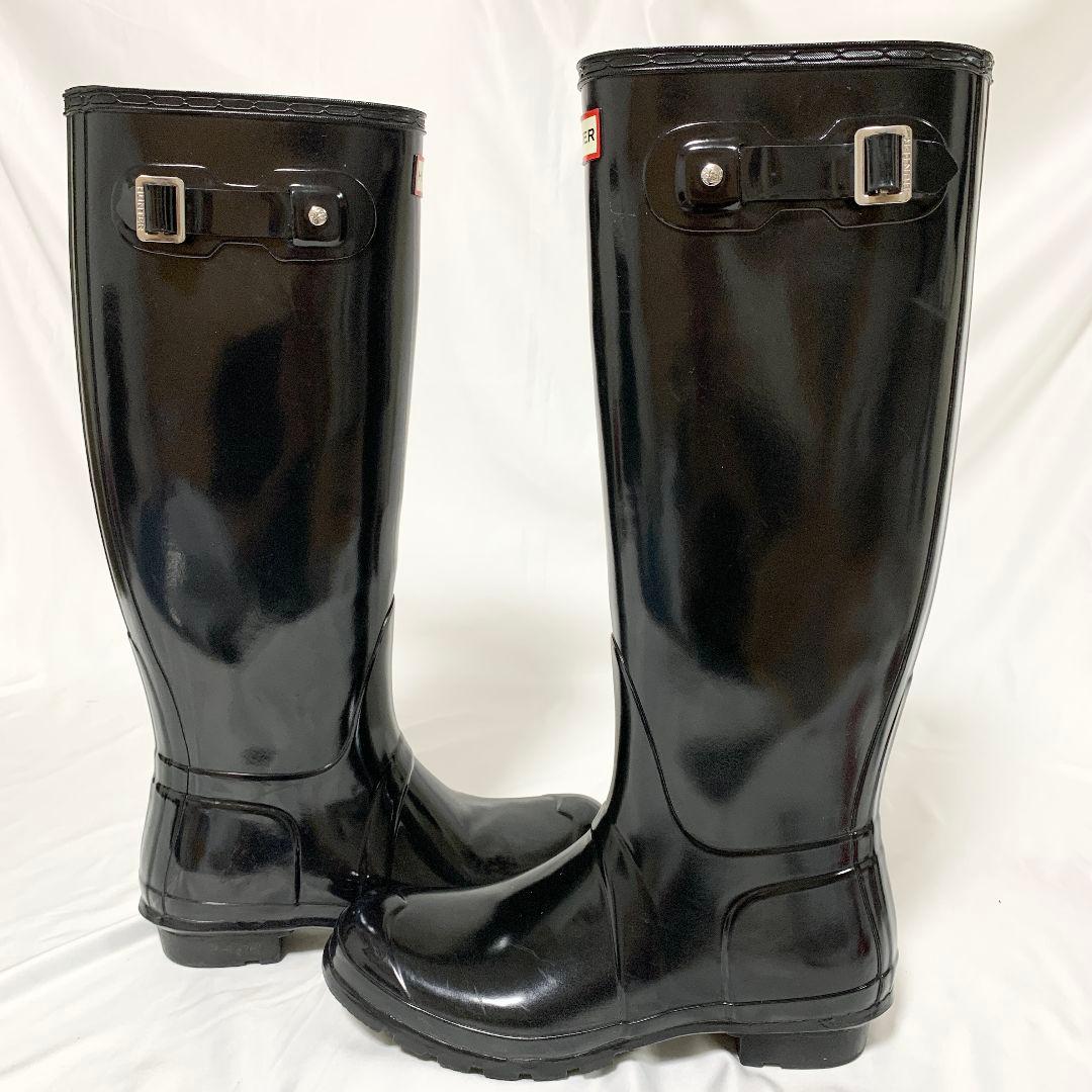 【良品】HUNTER　ブラック 長靴　レインブーツ　25cm