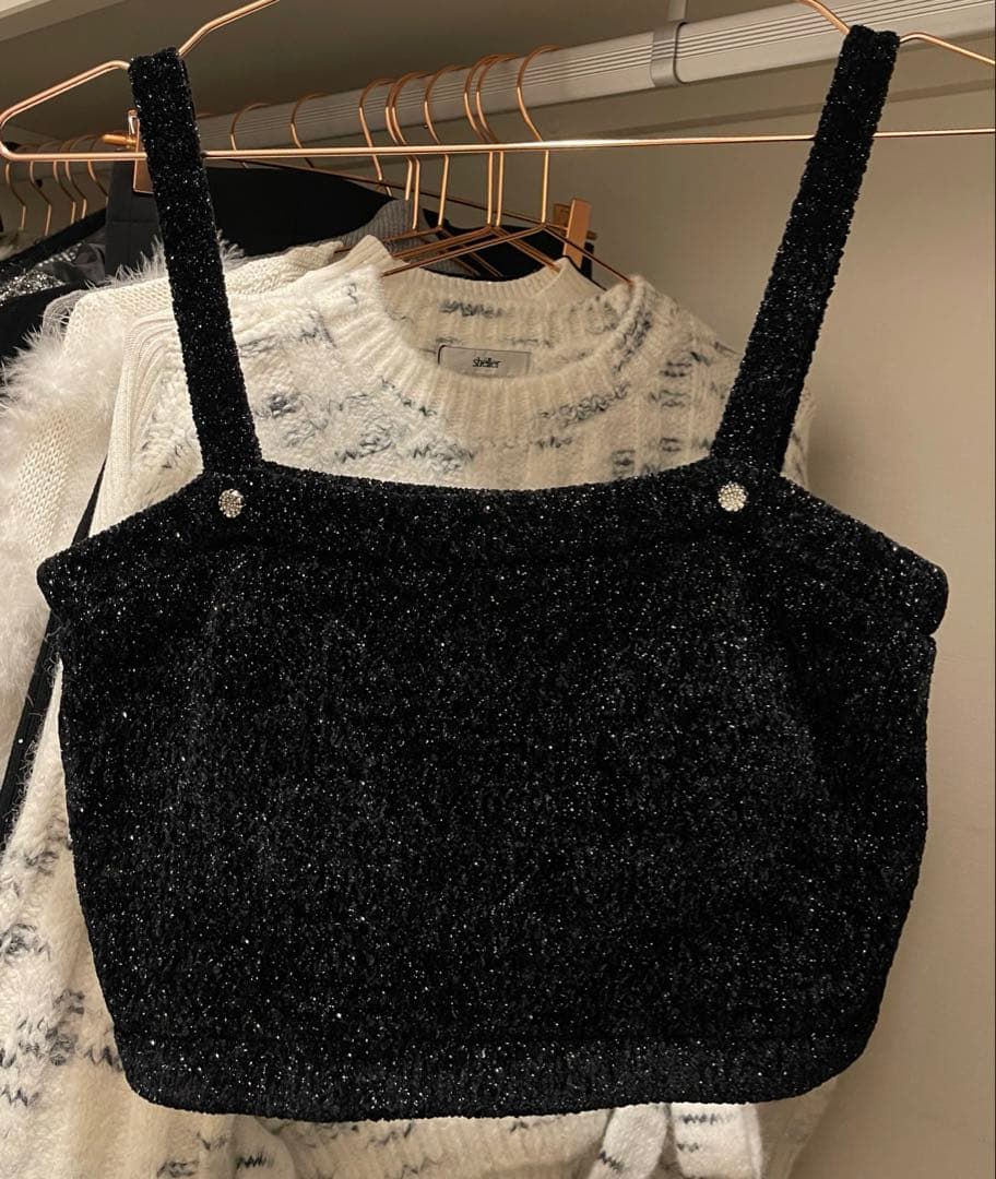 トップス sheller velour like ensemble knit