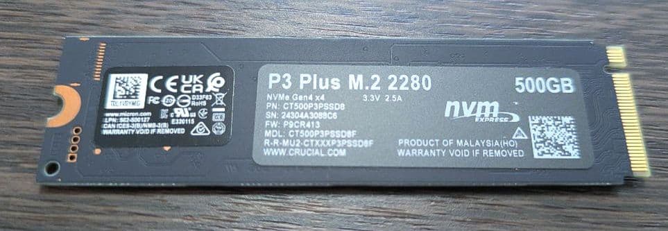 内蔵型SSD Crucial P3plus 500GB M.2 SSD