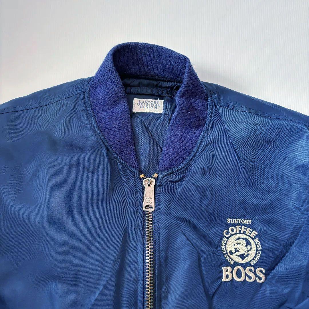 【美品】サントリー　BOSSジャン　フライトジャケット　MA-1　ネイビー