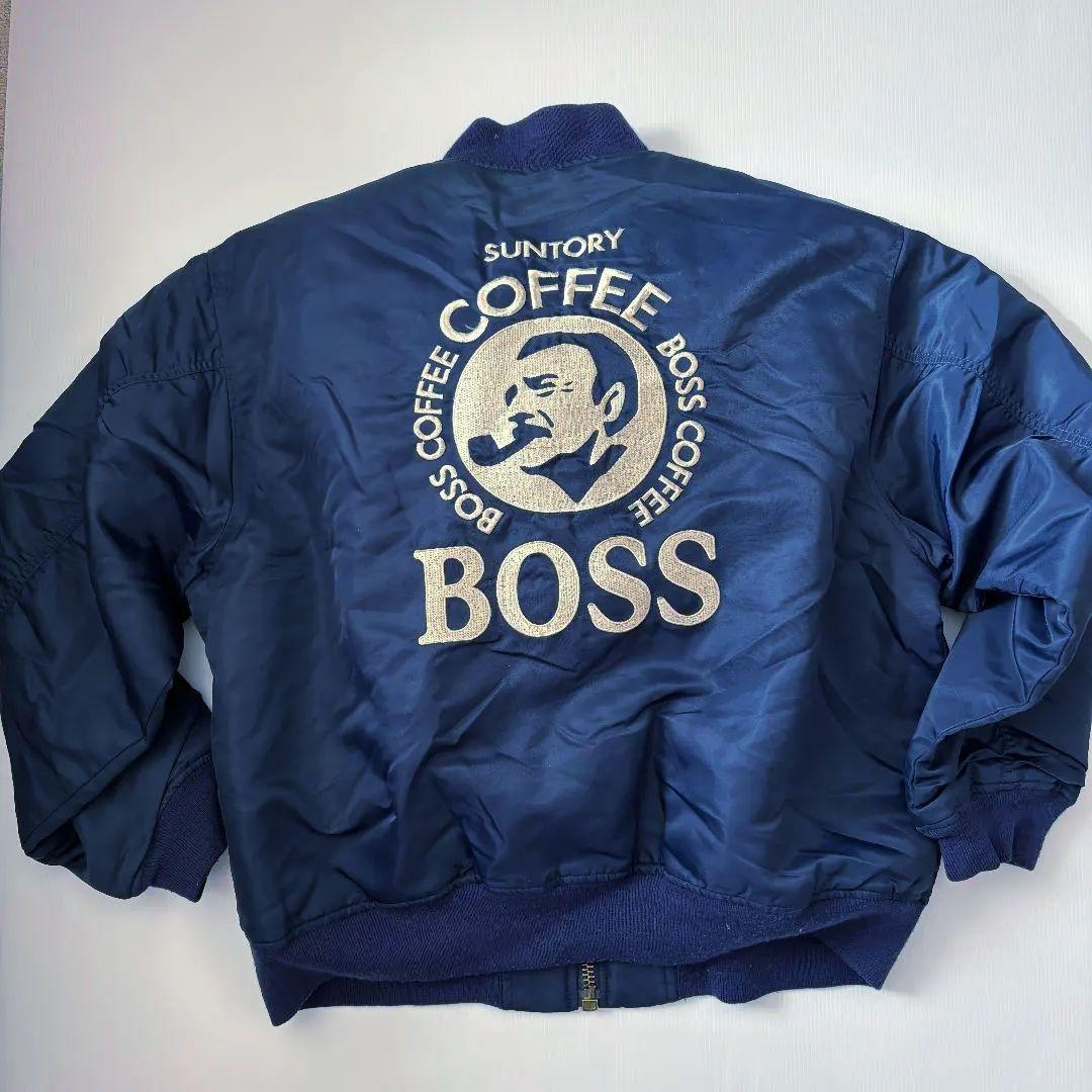 【美品】サントリー　BOSSジャン　フライトジャケット　MA-1　ネイビー
