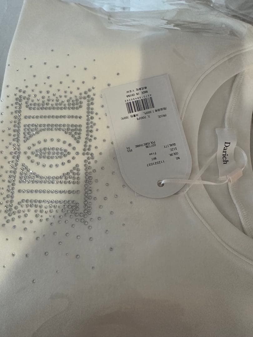 Darich ダーリッチ　シャイニーDDロゴコンパクトTシャツ　WHT