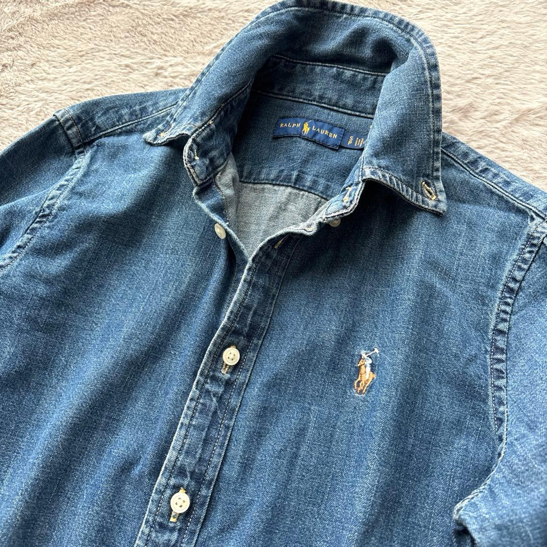 ラルフローレン Ralph Laurenデニムワンピース　インディゴ ポロ刺繍