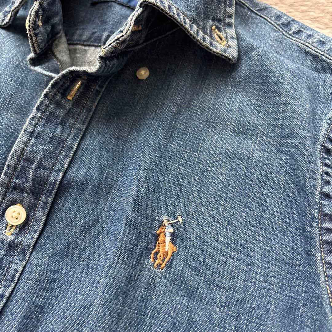 ラルフローレン Ralph Laurenデニムワンピース　インディゴ ポロ刺繍