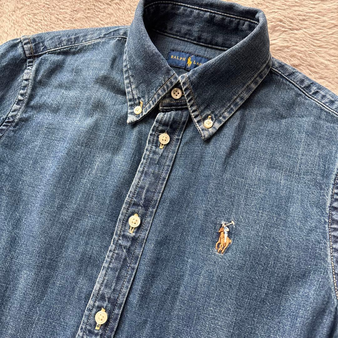 ラルフローレン Ralph Laurenデニムワンピース　インディゴ ポロ刺繍