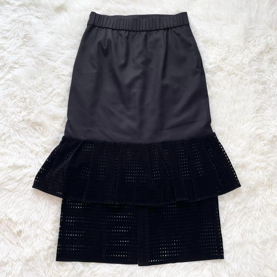 【美品】ADORE モールメッシュレーススカート　ブラック