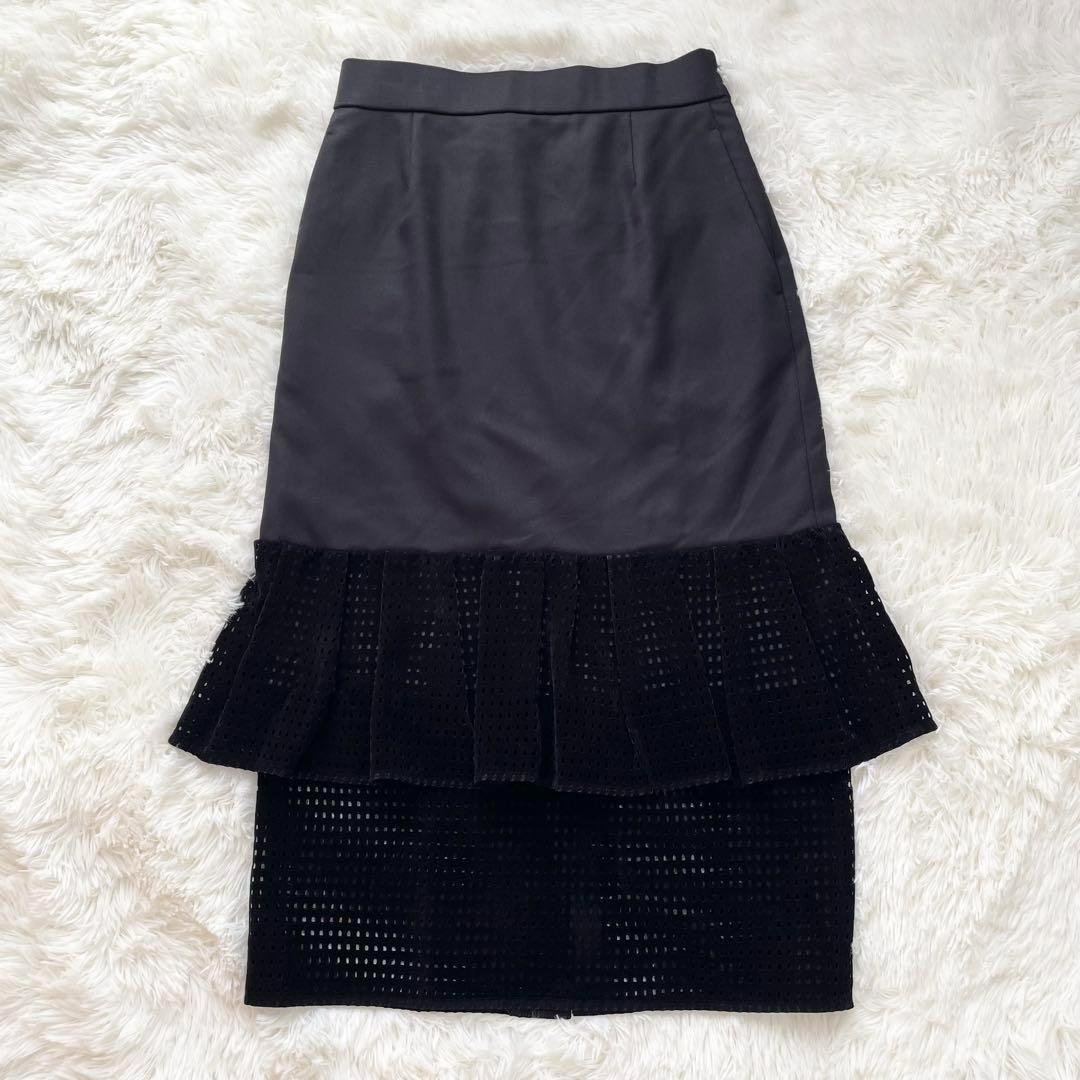 【美品】ADORE モールメッシュレーススカート　ブラック