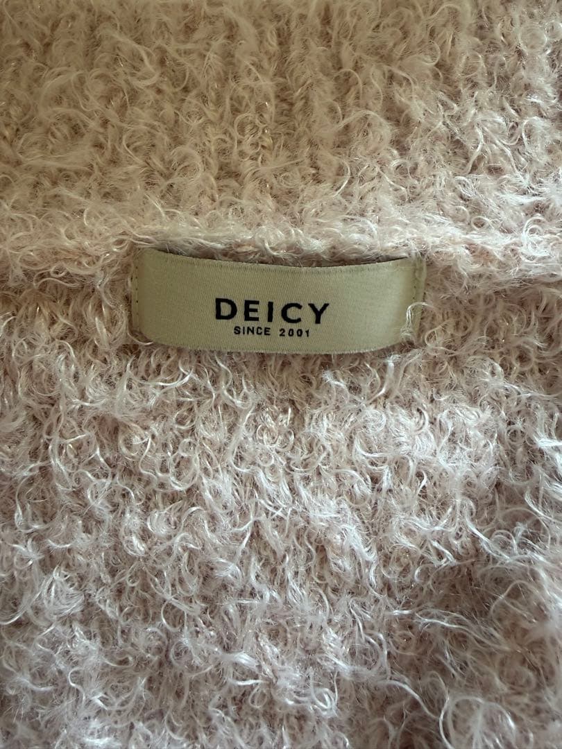 美品 DEICY ラメフラッフィ―カーディガン ベビーピンク