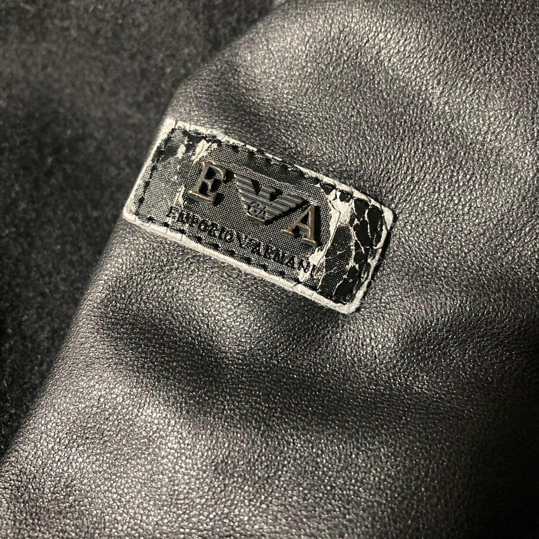 44）EMPORIO ARMANI シープスキン×ウール スタジャン