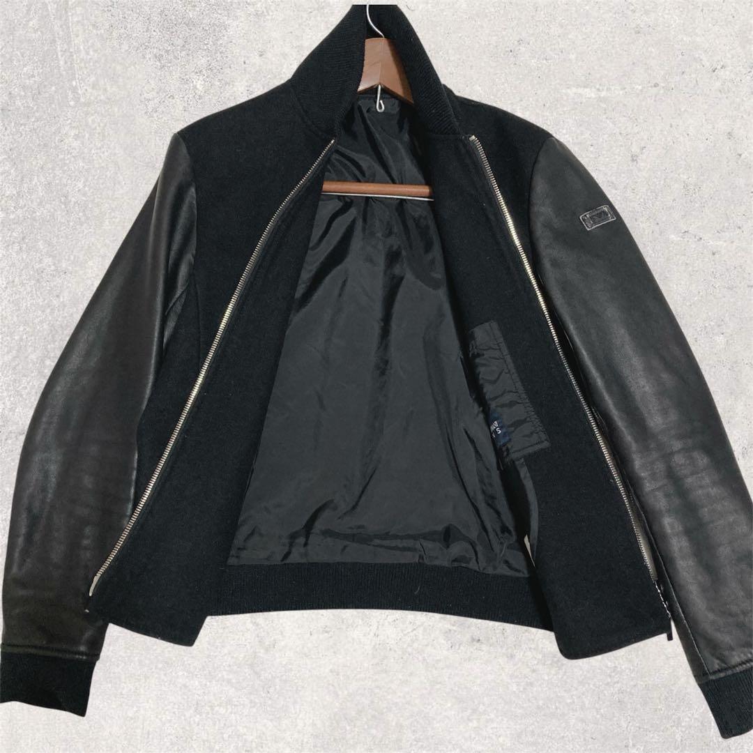 44）EMPORIO ARMANI シープスキン×ウール スタジャン