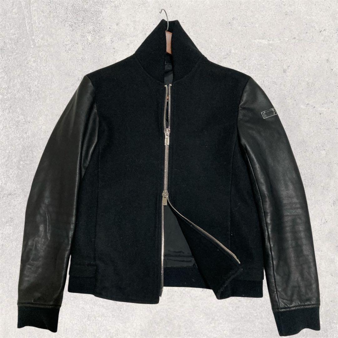 44）EMPORIO ARMANI シープスキン×ウール スタジャン