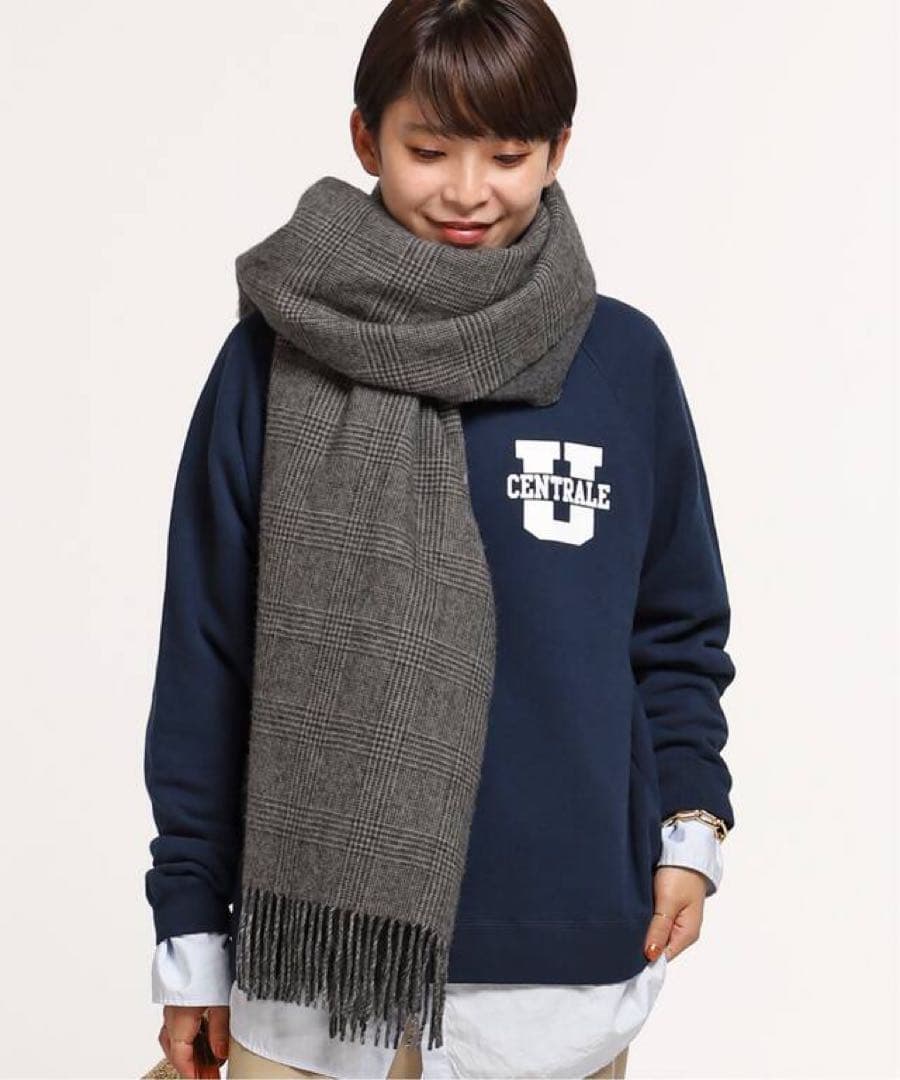 THROW DOUBLE FACE GLEN チェック ストール　グレー　新品