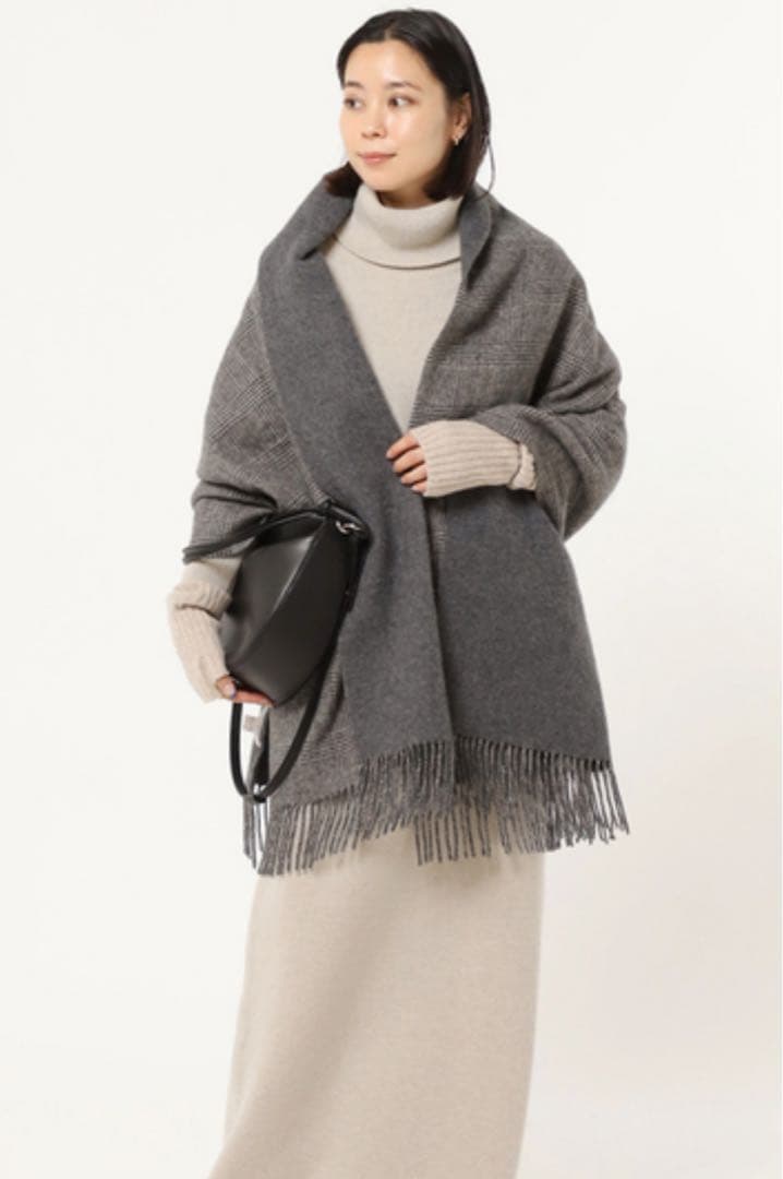 THROW DOUBLE FACE GLEN チェック ストール　グレー　新品