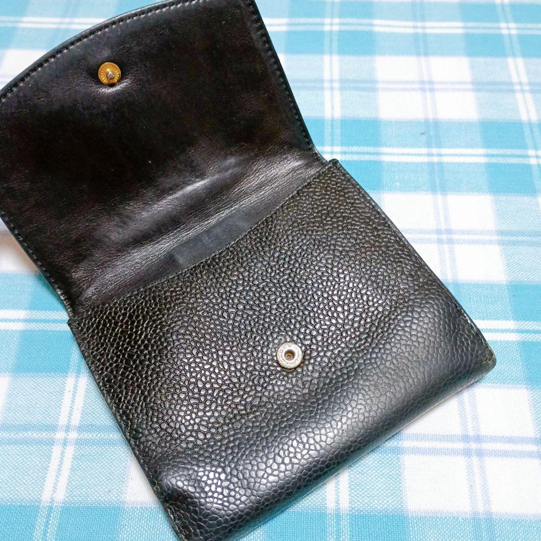 確実本物＊CHANEL　シャネル　Wホック2つ折り財布　黒