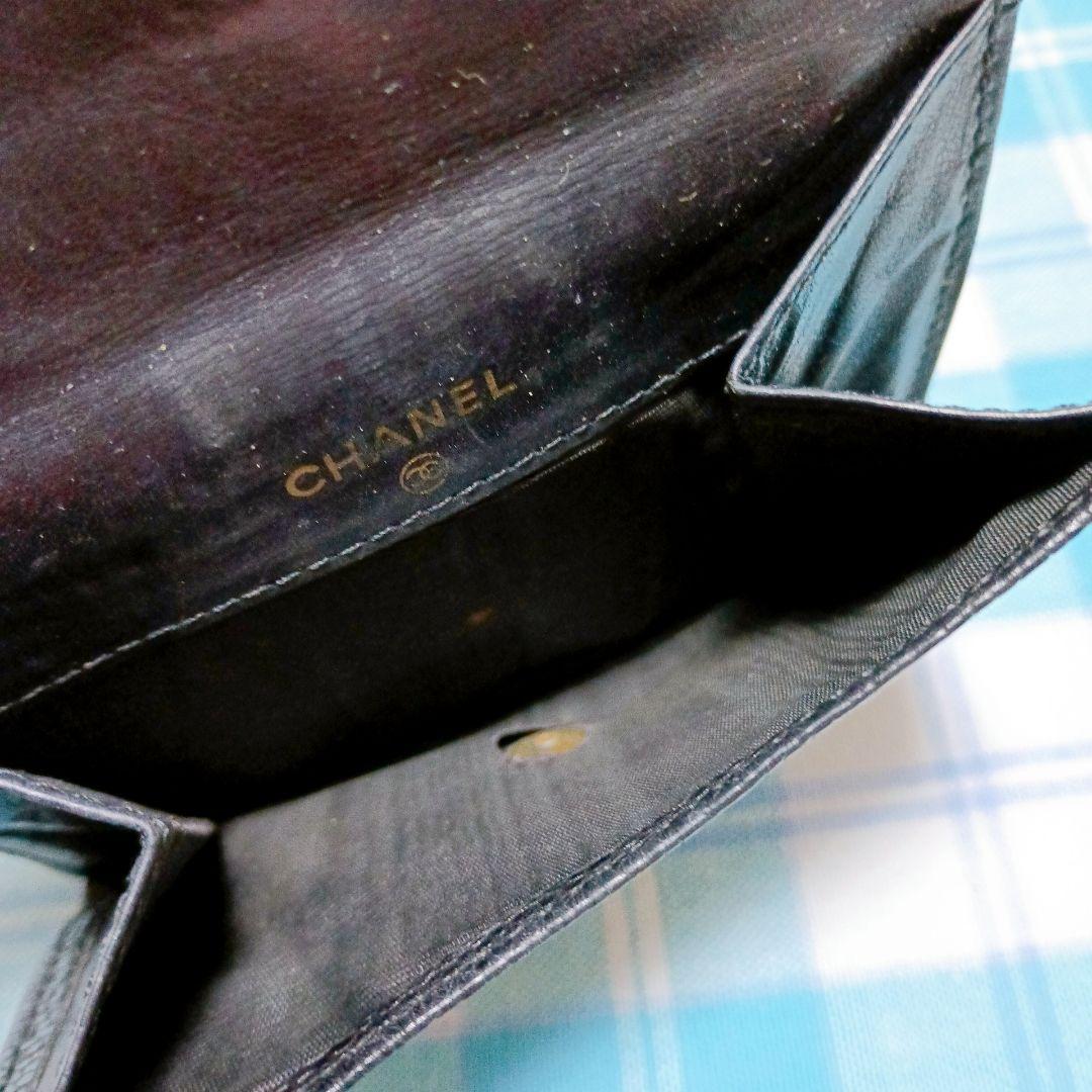 確実本物＊CHANEL　シャネル　Wホック2つ折り財布　黒