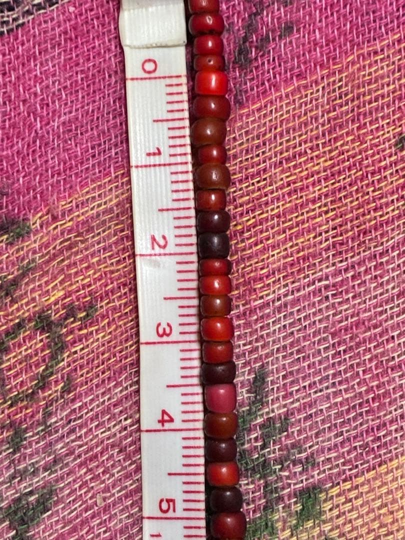 ベネチアホワイトハーツ極小beads古い品物血赤紅歪GOROs Indian