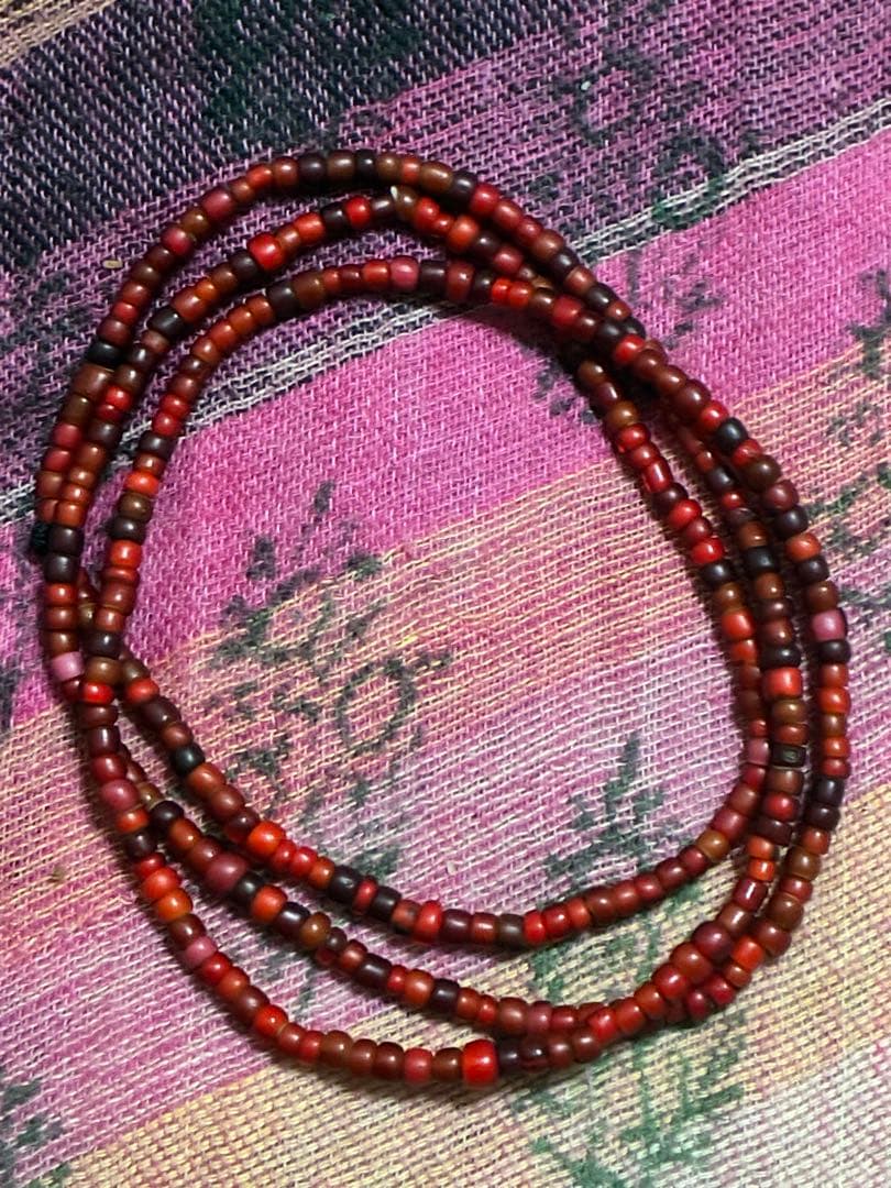 ベネチアホワイトハーツ極小beads古い品物血赤紅歪GOROs Indian