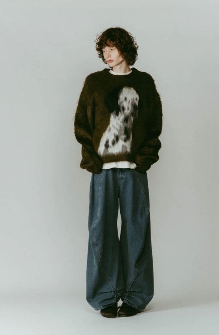 【。。。】tuck design denim pants