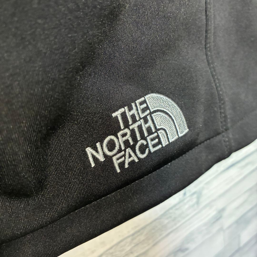 【USA古着】ノースフェイスジップソフトシェルベスト2XL 企業ブランド刺繍黒